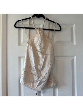 ET OCHS Fleur Asymmetric Champagne Silk Charmeuse Satin Top Size XS